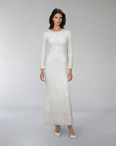 Long-Sleeve Beaded Column Dress - CELESTE